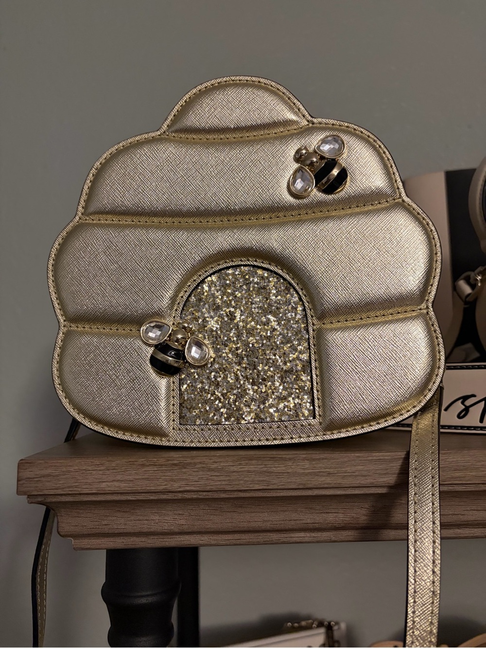 kate spade Metallic Gold Bee Hive Crossbody Bag